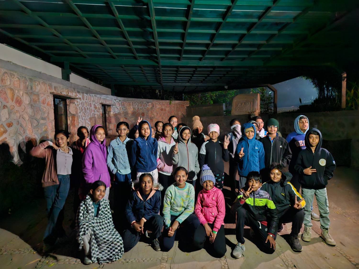 Group photo at night camp